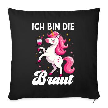 Mariée Licorne Drôle De Jeune Fille - Coussin et housse de 45 x 45 cm - noir - Devant