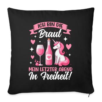 Mariée Licorne Drôle De Jeune Fille - Coussin et housse de 45 x 45 cm - noir - Devant