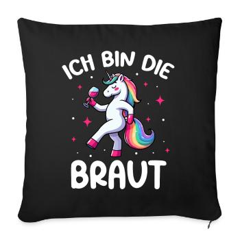 Mariée Licorne Drôle De Jeune Fille - Coussin et housse de 45 x 45 cm - noir - Devant