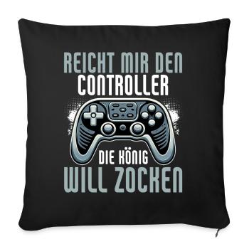 Hands me the controller, the queen wants to play - Sofa pillow with filling 45cm x 45cm - black - Front