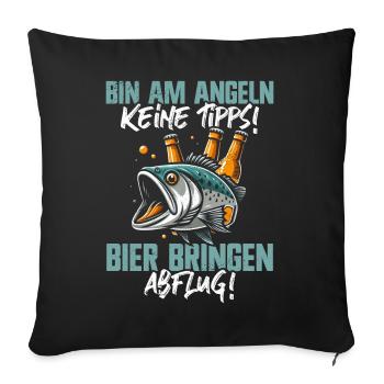 Angler und Bier Lustiges Fischer Hobby - Sofakissen mit Füllung 45 x 45 cm - Schwarz - Vorne