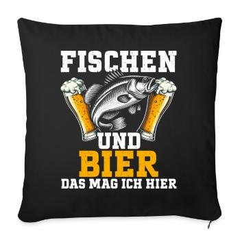 Angler und Bier Lustiges Fischer Hobby - Sofakissen mit Füllung 45 x 45 cm - Schwarz - Vorne