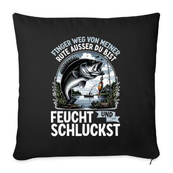 Pêcheur Canne à pêche Drôle Pêcheur Hobby Pêcheur - Coussin et housse de 45 x 45 cm - noir - Devant