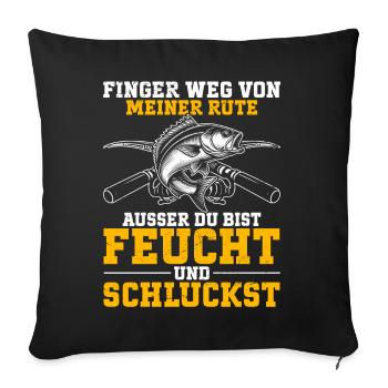 Pêcheur Canne à pêche Drôle Pêcheur Hobby Pêcheur - Coussin et housse de 45 x 45 cm - noir - Devant