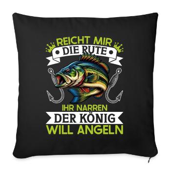 Pêcheur Canne à pêche Drôle Pêcheur Hobby Pêcheur - Coussin et housse de 45 x 45 cm - noir - Devant