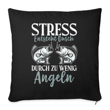 Pêcheur Canne à pêche Drôle Pêcheur Hobby Pêcheur - Coussin et housse de 45 x 45 cm - noir - Devant