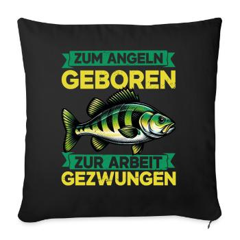 Pêcheur Canne à pêche Drôle Pêcheur Hobby Pêcheur - Coussin et housse de 45 x 45 cm - noir - Devant