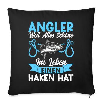 Pêcheur Canne à pêche Drôle Pêcheur Hobby Pêcheur - Coussin et housse de 45 x 45 cm - noir - Devant