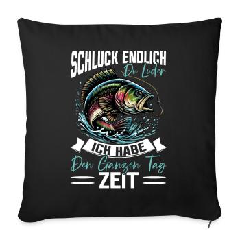 Pêcheur Canne à pêche Drôle Pêcheur Hobby Pêcheur - Coussin et housse de 45 x 45 cm - noir - Devant