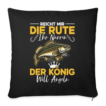 Pêcheur Canne à pêche Drôle Pêcheur Hobby Pêcheur - Coussin et housse de 45 x 45 cm - noir - Devant