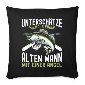 Angler Angelrute Witziges Fischer Hobbyfischer - Sofakissen mit Füllung 45 x 45 cm - Schwarz - Vorne