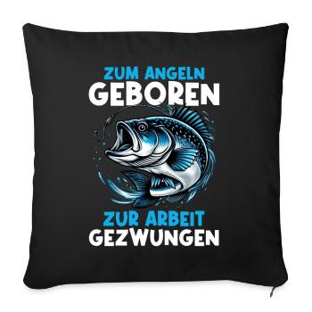 Pêcheur Canne à pêche Drôle Pêcheur Hobby Pêcheur - Coussin et housse de 45 x 45 cm - noir - Devant