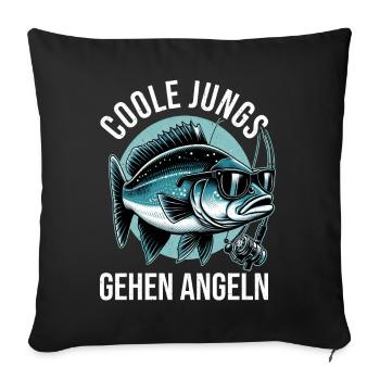 Pêcheur Canne à pêche Drôle Pêcheur Hobby Pêcheur - Coussin et housse de 45 x 45 cm - noir - Devant