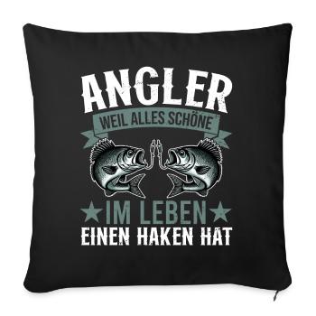 Pêcheur Canne à pêche Drôle Pêcheur Hobby Pêcheur - Coussin et housse de 45 x 45 cm - noir - Devant