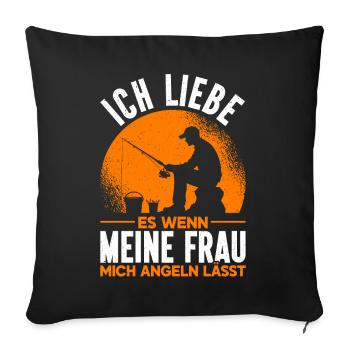 Pêcheur Canne à pêche Drôle Pêcheur Hobby Pêcheur - Coussin et housse de 45 x 45 cm - noir - Devant