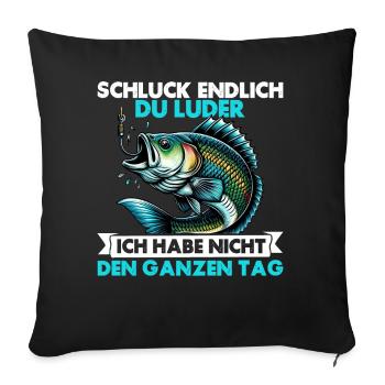 Pêcheur Canne à pêche Drôle Pêcheur Hobby Pêcheur - Coussin et housse de 45 x 45 cm - noir - Devant