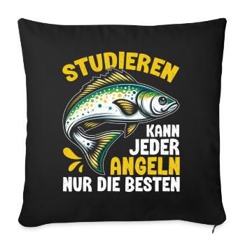 Angler Angelrute Witziges Fischer Hobbyfischer - Sofakissen mit Füllung 45 x 45 cm - Schwarz - Vorne