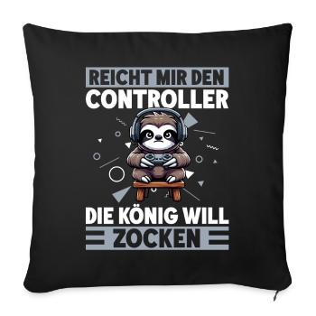 Hands me the controller, the queen wants to play - Sofa pillow with filling 45cm x 45cm - black - Front