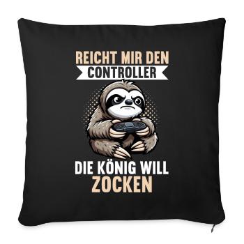 Hands me the controller, the queen wants to play - Sofa pillow with filling 45cm x 45cm - black - Front
