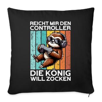 Hands me the controller, the queen wants to play - Sofa pillow with filling 45cm x 45cm - black - Front