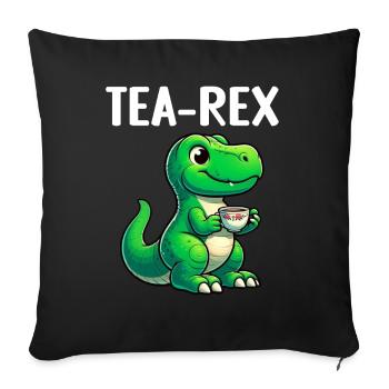 Tea Rex Dinosaur Lover T-Rex Tasse à thé - Coussin et housse de 45 x 45 cm - noir - Devant