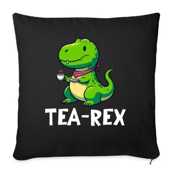 Tea Rex Dinosaur Lover T-Rex Tasse à thé - Coussin et housse de 45 x 45 cm - noir - Devant