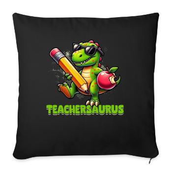 Teachersaurus Rex Dinosaure Professeur Professeur - Coussin et housse de 45 x 45 cm - noir - Devant