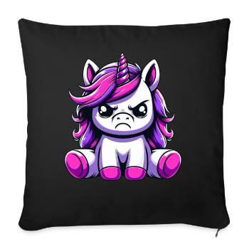 Cute Unicorn Annoyed - Sofa pillow with filling 45cm x 45cm - black - Front