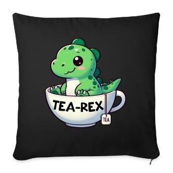 Tea Rex Dinosaur Lover T-Rex Tasse à thé - Coussin et housse de 45 x 45 cm - noir - Devant