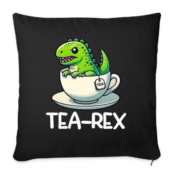 Tea Rex Dinosaur Lover T-Rex Tasse à thé - Coussin et housse de 45 x 45 cm - noir - Devant