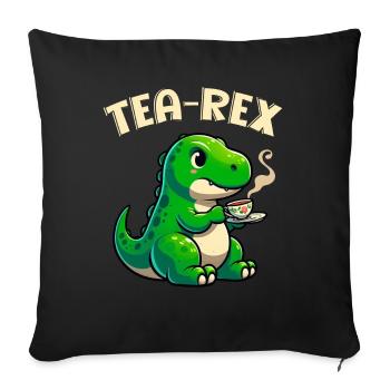 Tea Rex Dinosaur Lover T-Rex Tasse à thé - Coussin et housse de 45 x 45 cm - noir - Devant