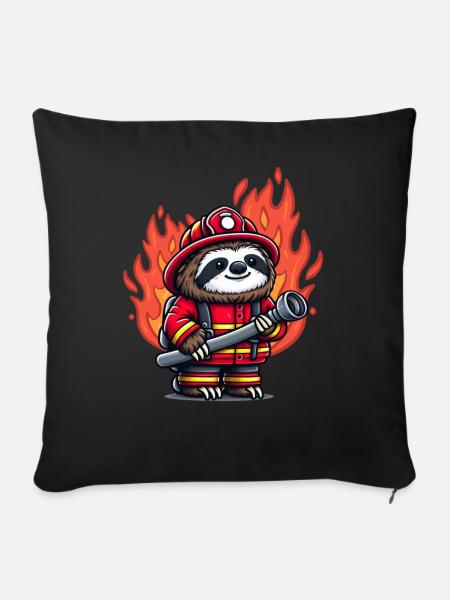 Faultier Feuerwehrmann Feuerwehr Berufsfeuerwehr - Sofakissen mit Füllung 45 x 45 cm - Schwarz
