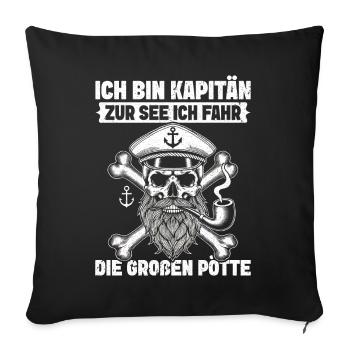 Papitän Funny Pun Capitaine Papa Ancre - Coussin et housse de 45 x 45 cm - noir - Devant