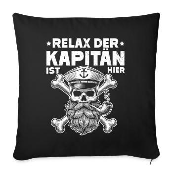 Papitän Funny Pun Capitaine Papa Ancre - Coussin et housse de 45 x 45 cm - noir - Devant