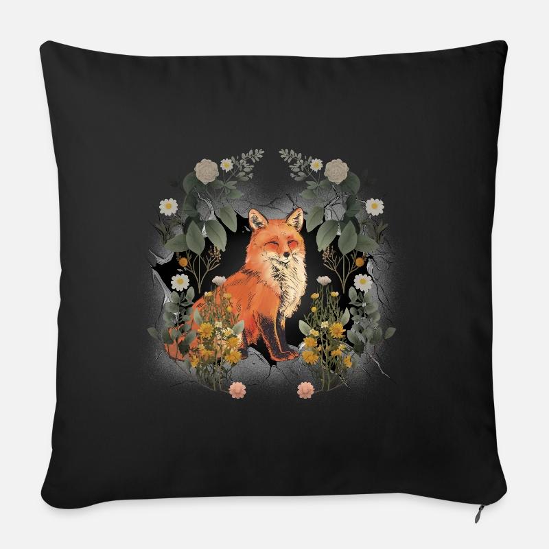 Fuchs Kind Kinder Waldbewohner Waldtiere Füchsin - Sofakissen mit Füllung 45 x 45 cm - Schwarz