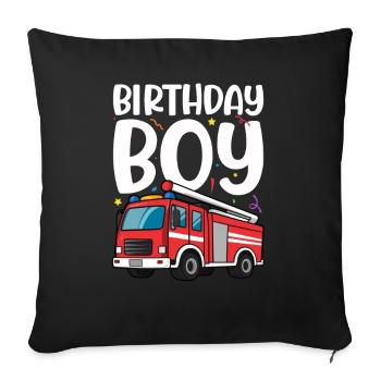 Birthday Boy Firefighter Birthday Boy - Sofa pillow with filling 45cm x 45cm - black - Front