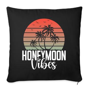 Lune de miel Mari Femme Couple Vacances - Coussin et housse de 45 x 45 cm - noir - Devant