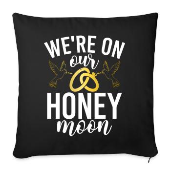 Lune de miel Mari Femme Couple Vacances - Coussin et housse de 45 x 45 cm - noir - Devant