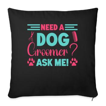 Chien Chiot Soins pour animaux de compagnie Salon d’emploi - Coussin et housse de 45 x 45 cm - noir - Devant