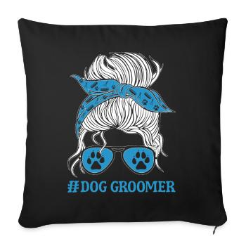 Chien Chiot Soins pour animaux de compagnie Salon d’emploi - Coussin et housse de 45 x 45 cm - noir - Devant
