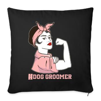 Chien Chiot Soins pour animaux de compagnie Salon d’emploi - Coussin et housse de 45 x 45 cm - noir - Devant