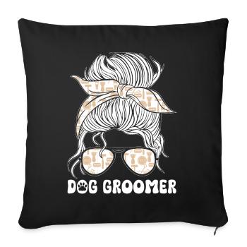 Chien Chiot Soins pour animaux de compagnie Salon d’emploi - Coussin et housse de 45 x 45 cm - noir - Devant