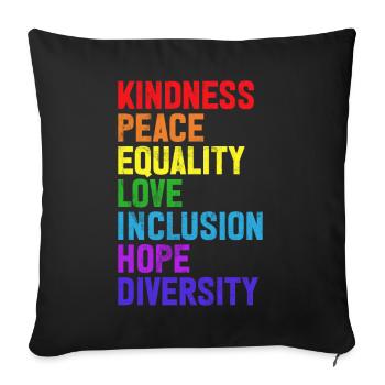 Egalité LGBTQ Drapeau arc-en-ciel Fierté LGBTQ - Coussin et housse de 45 x 45 cm - noir - Devant