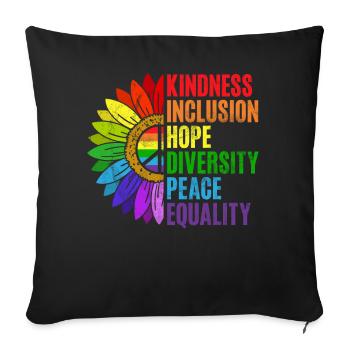 Egalité LGBTQ Drapeau arc-en-ciel Fierté LGBTQ - Coussin et housse de 45 x 45 cm - noir - Devant