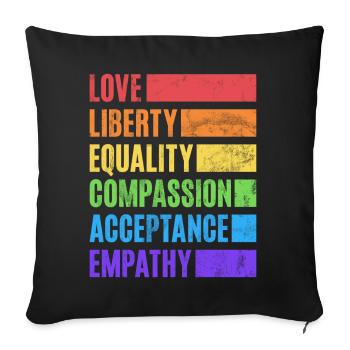 Egalité LGBTQ Drapeau arc-en-ciel Fierté LGBTQ - Coussin et housse de 45 x 45 cm - noir - Devant