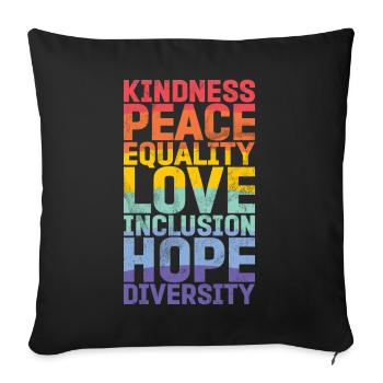 Egalité LGBTQ Drapeau arc-en-ciel Fierté LGBTQ - Coussin et housse de 45 x 45 cm - noir - Devant