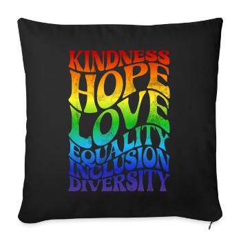 Egalité LGBTQ Drapeau arc-en-ciel Fierté LGBTQ - Coussin et housse de 45 x 45 cm - noir - Devant