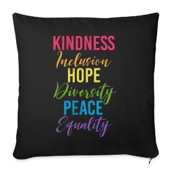 Egalité LGBTQ Drapeau arc-en-ciel Fierté LGBTQ - Coussin et housse de 45 x 45 cm - noir - Devant