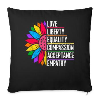 Egalité LGBTQ Drapeau arc-en-ciel Fierté LGBTQ - Coussin et housse de 45 x 45 cm - noir - Devant