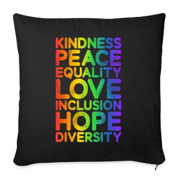 Egalité LGBTQ Drapeau arc-en-ciel Fierté LGBTQ - Coussin et housse de 45 x 45 cm - noir - Devant